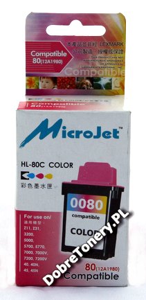 Tusz zamiennik nr 80, HL-80C do Lexmark 3200 5000 5700 5770 7000 7200 Z11 Z31, Optra Color 40 45, pasuje zamiast Lexmark 012A1980E Color, 350 stron Tusz zamiennik nr 80, HL-80C do Lexmark 3200 5000 5700 5770 7000 7200 Z11 Z31, Optra Color 40 45, pasuje zamiast Lexmark 012A1980E Color, 350 stron