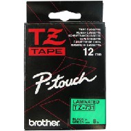 Taśma Brother zielona z czarnym nadrukiem TZE731; 12 mm = TZ731 Taśma Brother zielona z czarnym nadrukiem TZE731; 12 mm = TZ731